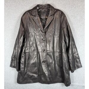 Jones New York Jacket Womens XL Black Genuine Leather Thinsulate Insulated Coat